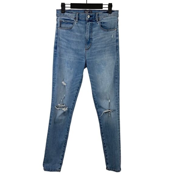 Abercrombie & Fitch Ultra High Rise Super Skinny Distressed Jeans Size 29 / 8R - Picture 2 of 10